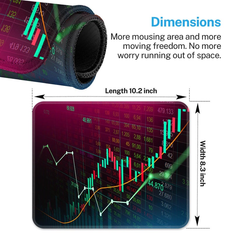 Semtomn Market Trading Graph Mouse Pad Square 9.5"" x 7.9"" for Wireless Mouse Notebooks Desktop Computers Office Supplies with Non-Slip Rubber Base Mouse Pad for Gaming  Working  Studying - Image 5